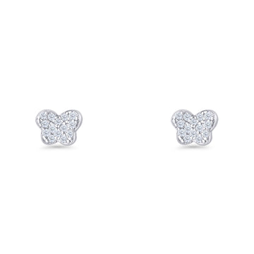 Butterfly Stud Earring 5mm Cluster Cubic Zirconia 925 Sterling Silver Wholesale